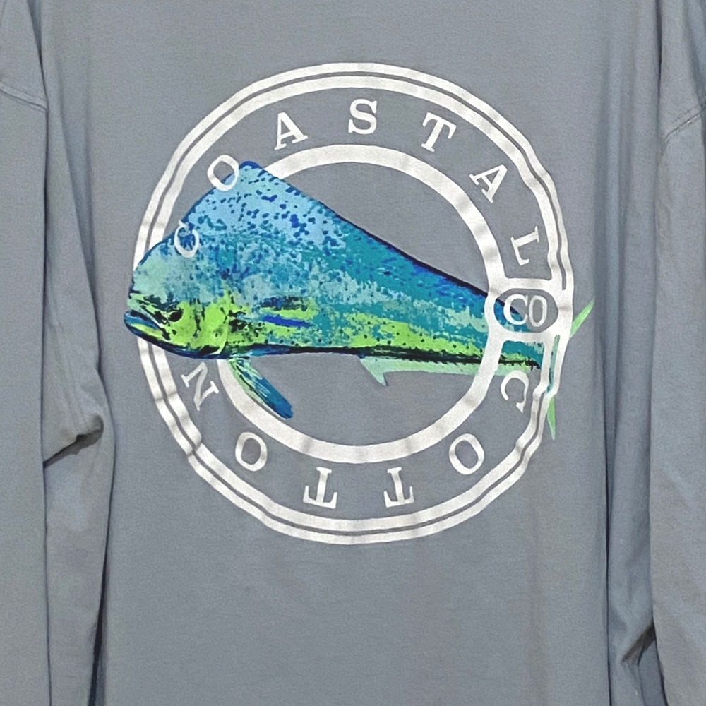 Funny Fish Work T-Shirt XXL Light Blue Long Sleeves‎ Outdoors Sport Hobby